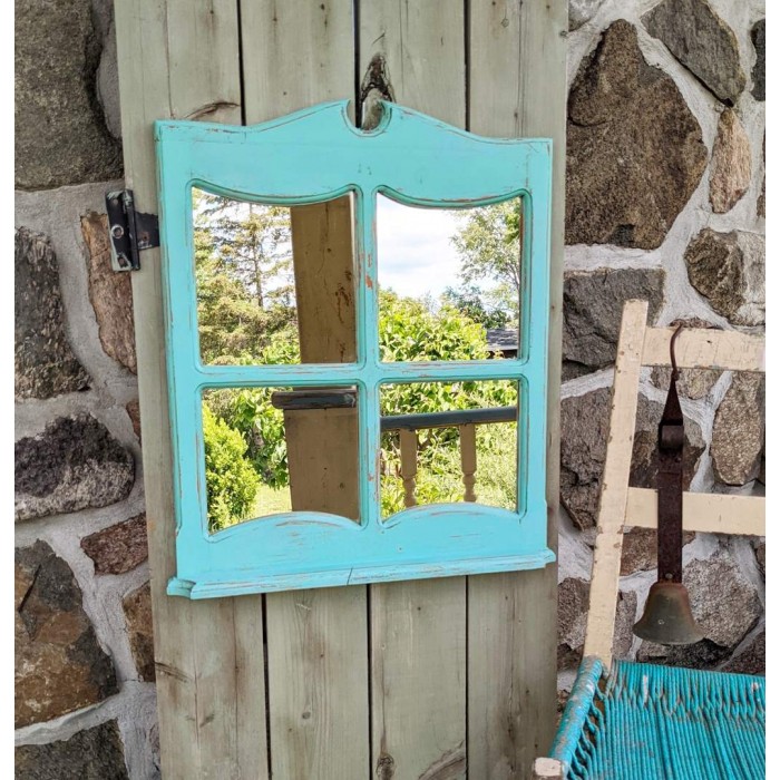 Miroir style fenêtre à 4 carreaux en bois